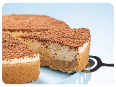 Fatia de sobremesa em camadas de creme com cacau polvilhado